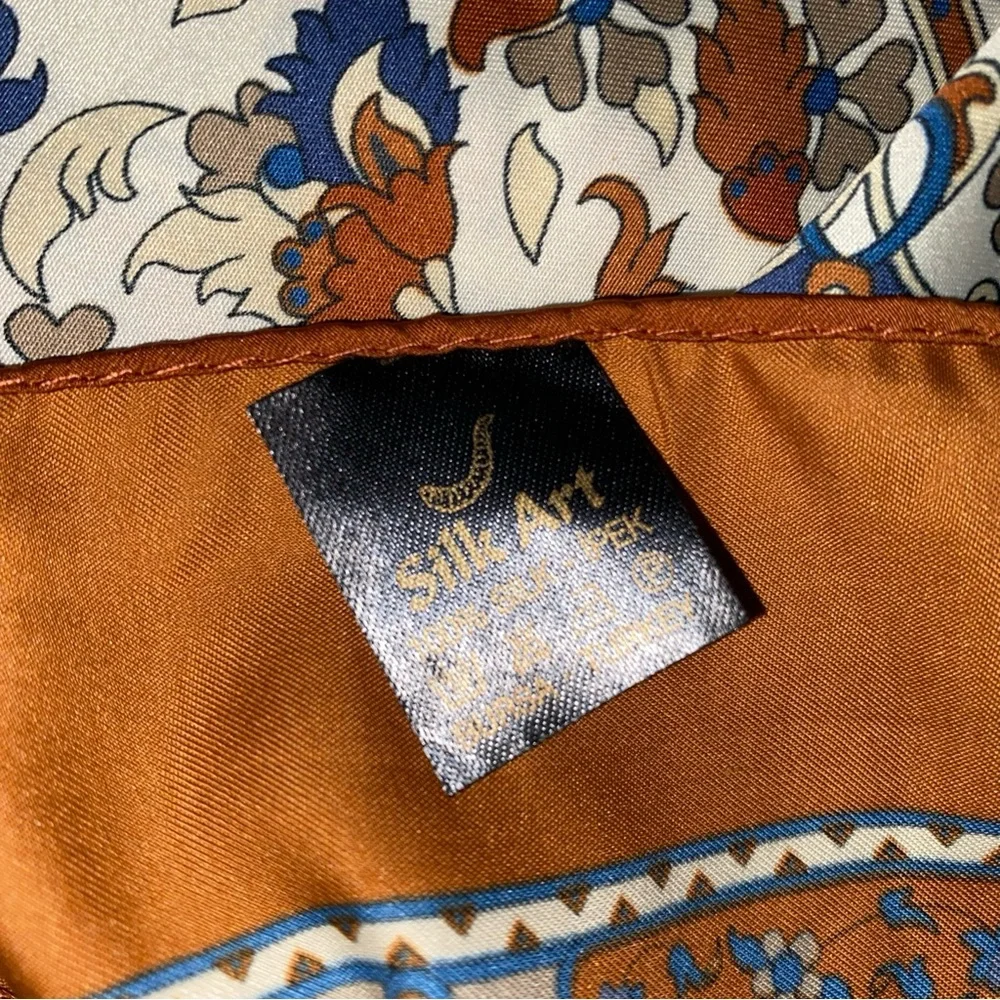 Bursa Vintage Silk Scarf  37” X‎ 37” Multicolored